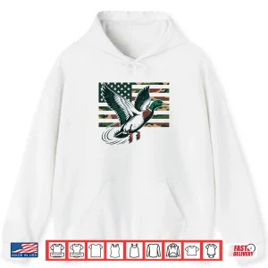 Hoodie Youth Camo Mallard Duck Hunting Camouflage American Flag Shirt