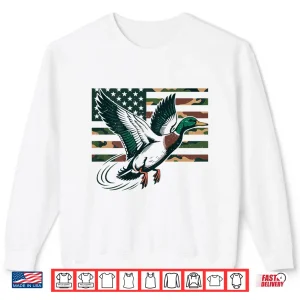 Sweatshirt Youth Camo Mallard Duck Hunting Camouflage American Flag Shirt