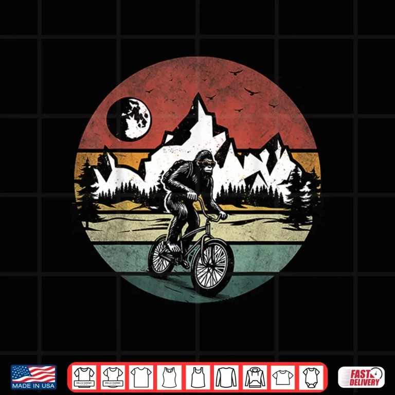 Design Bigfoot Riding Bicycle Vintage Mountain Biking Bigfoot Biker Shirt