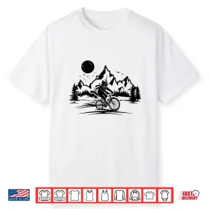 Funny Cat Riding Bicycle Vintage Mountain Biking Cat Biker Shirt