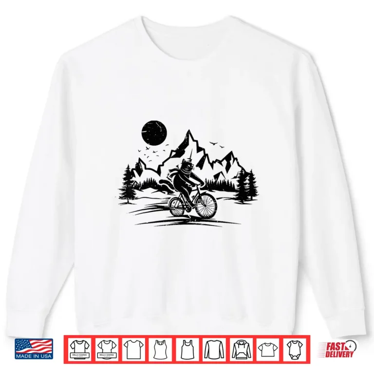 Sweatshirt Funny Cat Riding Bicycle Vintage Mountain Biking Cat Biker Shirt