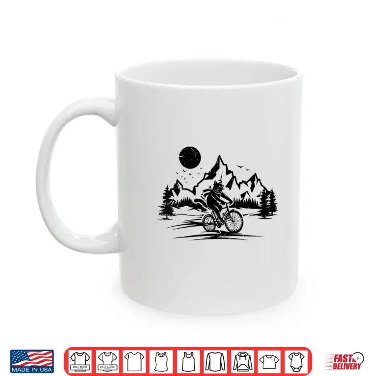Mug Funny Cat Riding Bicycle Vintage Mountain Biking Cat Biker Shirt