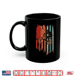 Mug Retro Mountain Bike 4th of July Vintage USA Flag MTB Biking Shirt
