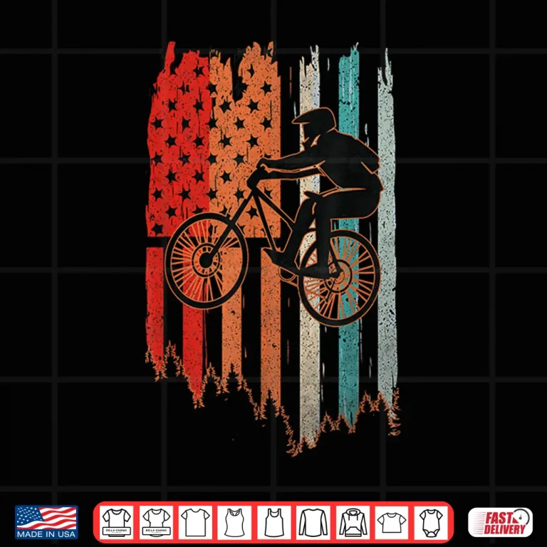 Design Retro Mountain Bike 4th of July Vintage USA Flag MTB Biking Shirt