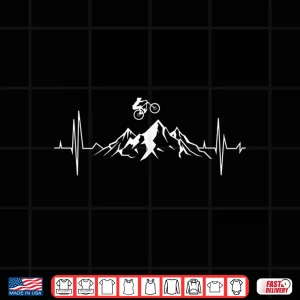 Design Cool Mountain Bike Gift Heartbeat Funny Biking Rider Lover Shirt