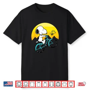 Peanuts Snoopy And Woodstock Retro Mountain Biking Shirt