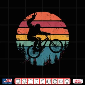 Design Retro Vintage Bigfoot Mountain Bike Funny Sasquatch Biking Shirt