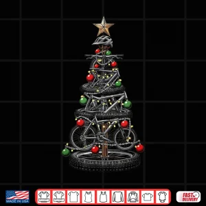 Design Christmas MTB Mountain Biking Tree Xmas Funny Men Women Boys Shirt