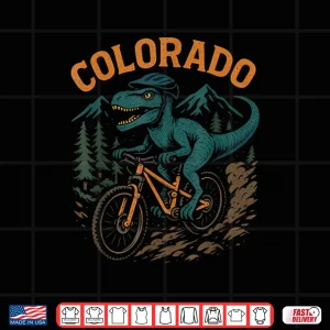 Design Colorado Mountain Biking T Rex Dinosaur Funny Cycling Design Shirt