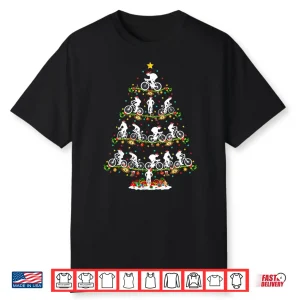 Mtb Bike Xmas Lighting Santa Mountain Biking Christmas Tree Shirt