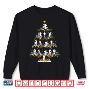 Sweatshirt MTB Bike Xmas Lighting Santa Mountain Biking Christmas Tree Shirt