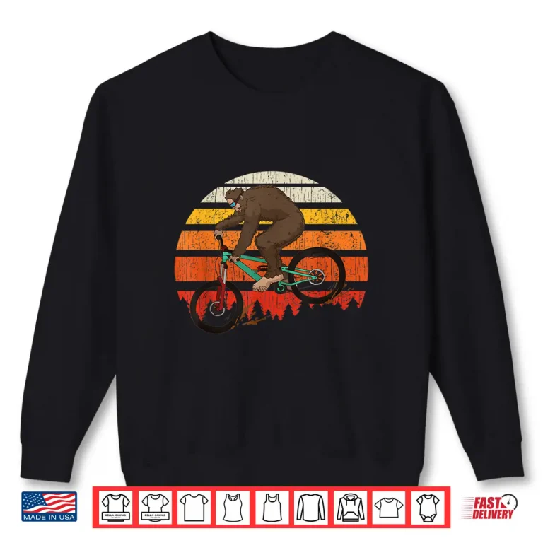 Sweatshirt Retro Mountain Biking MTB Funny Bigfoot Riding Bike Gift Shirt