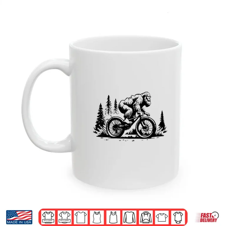 Mug Sasquatch Bigfoot Mountain Biking FUNNY Bike Bicycle Nature Shirt