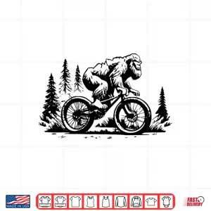 Design Sasquatch Bigfoot Mountain Biking FUNNY Bike Bicycle Nature Shirt