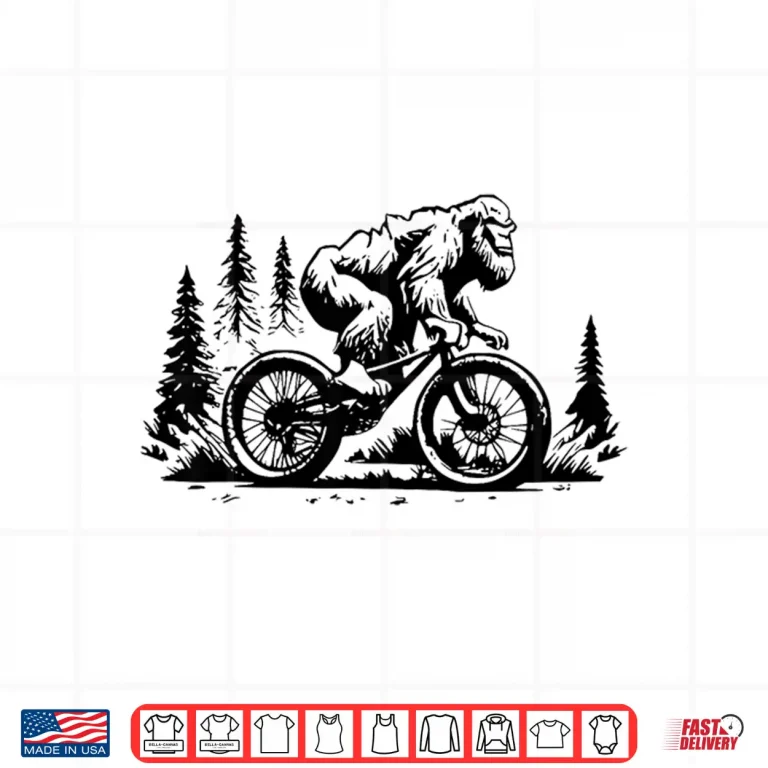 Design Sasquatch Bigfoot Mountain Biking FUNNY Bike Bicycle Nature Shirt
