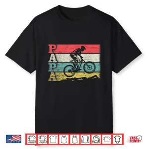Vintage Retro Cycling Papa Mountain Biking Rider Silhouette Shirt