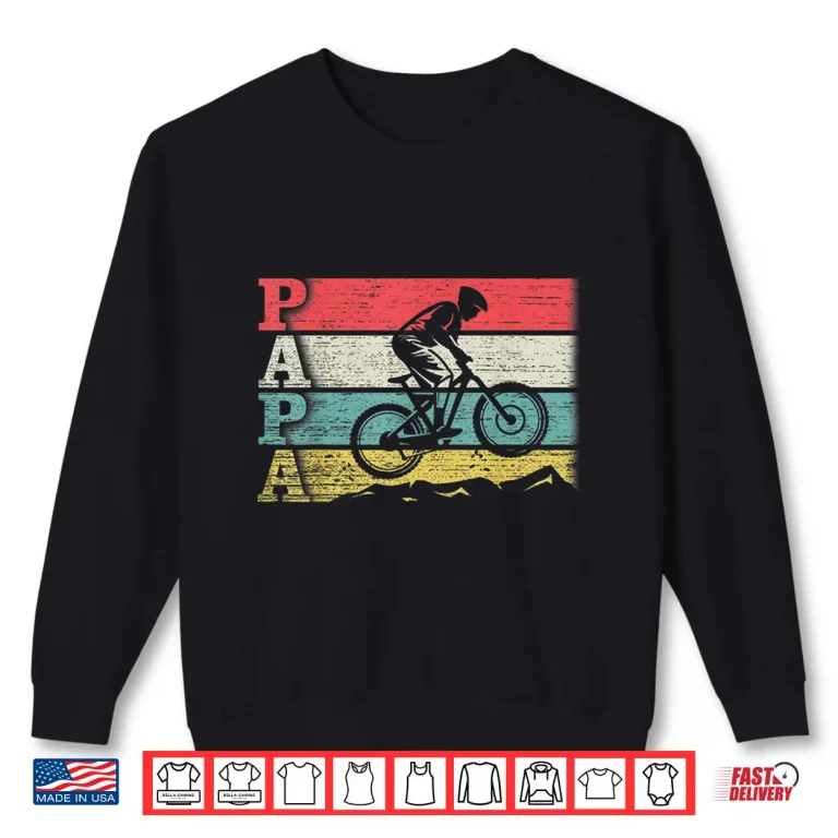 Sweatshirt Vintage Retro Cycling Papa Mountain Biking Rider Silhouette Shirt