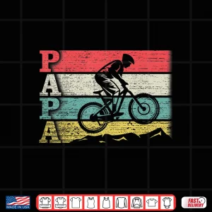 Design Vintage Retro Cycling Papa Mountain Biking Rider Silhouette Shirt