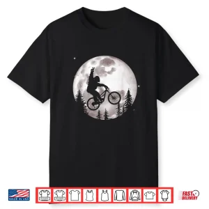 Bigfoot Mountain Bike With Moon Shirt Funny Biking Shirt