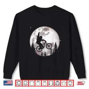 Sweatshirt Bigfoot Mountain Bike with Moon Shirt Funny Biking Shirt