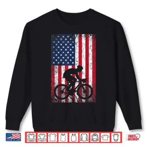 Sweatshirt American Flag Mountain Bike 4th of July Patriotic Biking Shirt