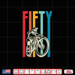 Design 50 Year Old Retro Style MTB Mountain Biking Birthday Party Shirt