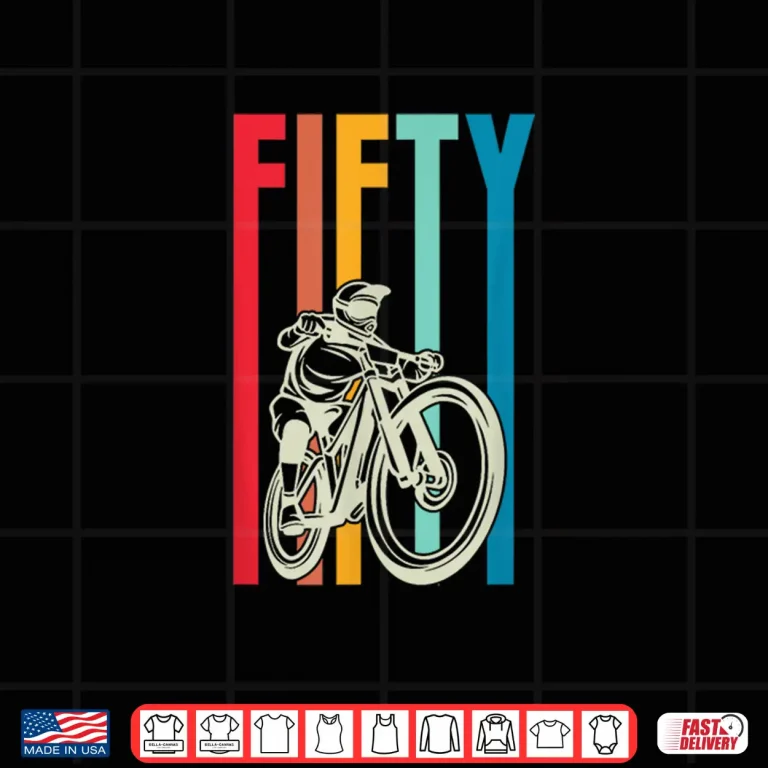 Design 50 Year Old Retro Style MTB Mountain Biking Birthday Party Shirt