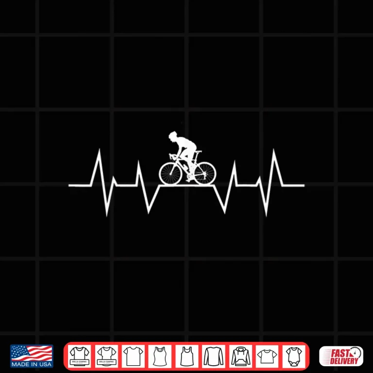 Design Cycling Heartbeat T Shirt Funny Cute Bicycle Bike Rider Tee