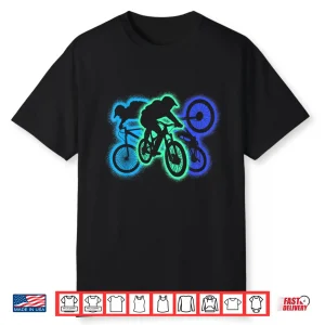 Mountain Bike Mtb Biker Silhouettes Men Boys Downhill Biking Shirt