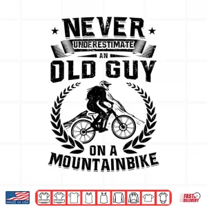 Design Mens MTB Cycling Biking Old Guy on a Mountain Bike Riding Gift Shirt