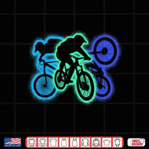 Design Mountain Bike MTB Biker Silhouettes Men Boys Downhill Biking Shirt