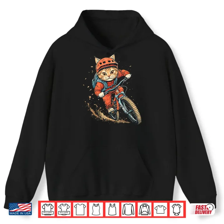 Hoodie Mountain Biking Cat Shirt