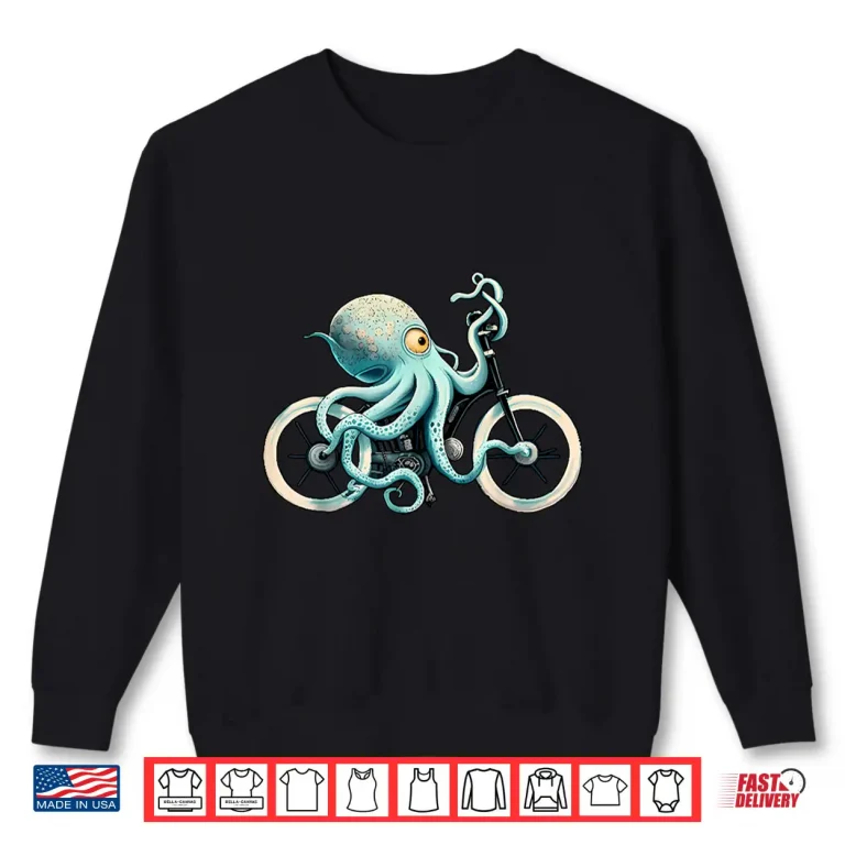 Sweatshirt Octopus Riding Bicycle Cyding Mountain Bike Biking Biker Shirt