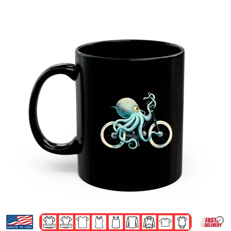 Mug Octopus Riding Bicycle Cyding Mountain Bike Biking Biker Shirt