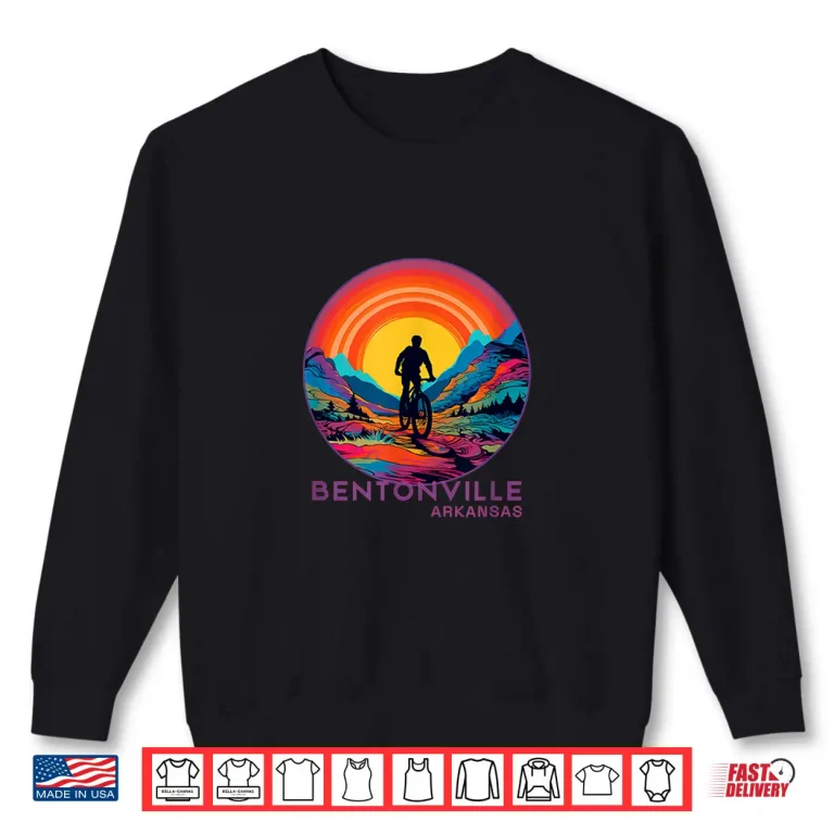 Sweatshirt Synthwave Bentonville Arkansas Mountain Biking Retro Cyclist Shirt