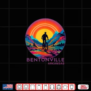 Design Synthwave Bentonville Arkansas Mountain Biking Retro Cyclist Shirt