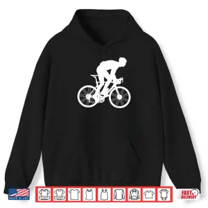 Hoodie Silhouette Road Cycling Athlete Bike Ride Cyclist Biker Race Shirt