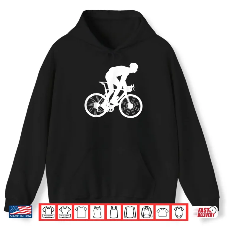 Hoodie Silhouette Road Cycling Athlete Bike Ride Cyclist Biker Race Shirt