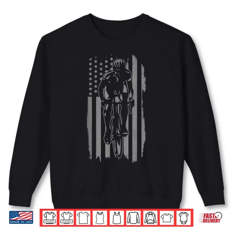 Sweatshirt Road Bike Patriotic American Flag Bicycle Cycling Cyclist Shirt