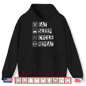 Hoodie Eat Sleep Cycle Repeat Road bike Cyclist Cycling Shirt