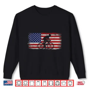 Sweatshirt Funny Road Bike Riding Cycling Usa American Flag Vintage Shirt
