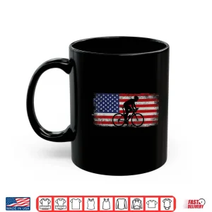 Mug Funny Road Bike Riding Cycling Usa American Flag Vintage Shirt