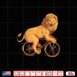 Design Lion On Bicycle Road Bike Animal Funny Cycling Cyclist Gift Shirt