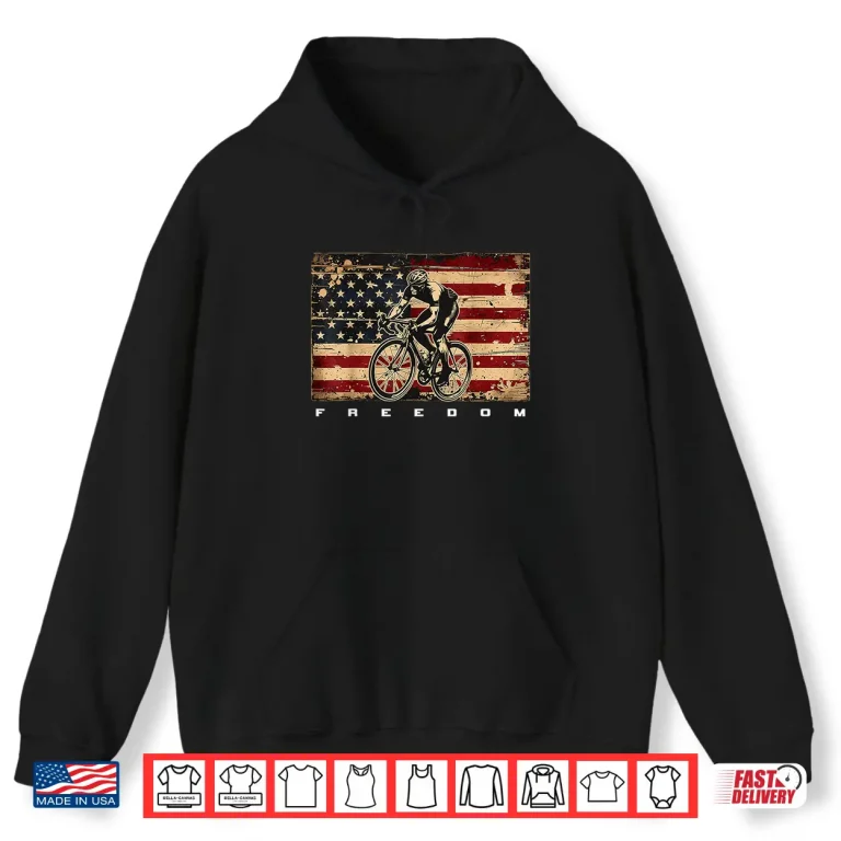 Hoodie American Flag Road Biking Bicycle Cycling Patriotic Shirt