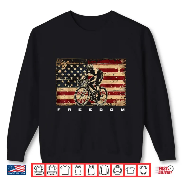 Sweatshirt American Flag Road Biking Bicycle Cycling Patriotic Shirt