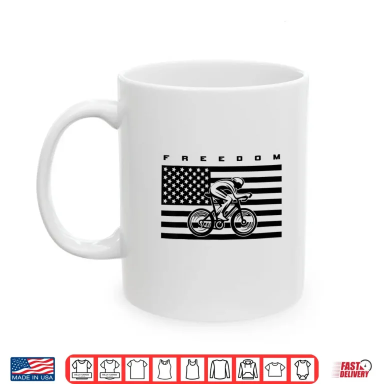 Mug American Flag Road Biking Cycling Apparel Graphic Design Shirt