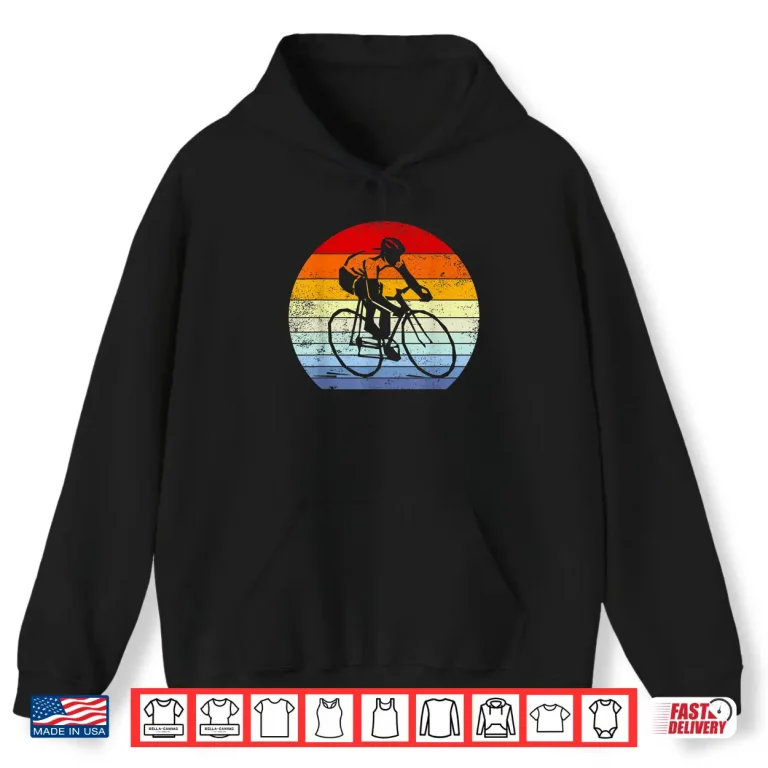 Hoodie Cyclist Retro Sunset Vintage Style Road Racing Tour Shirt
