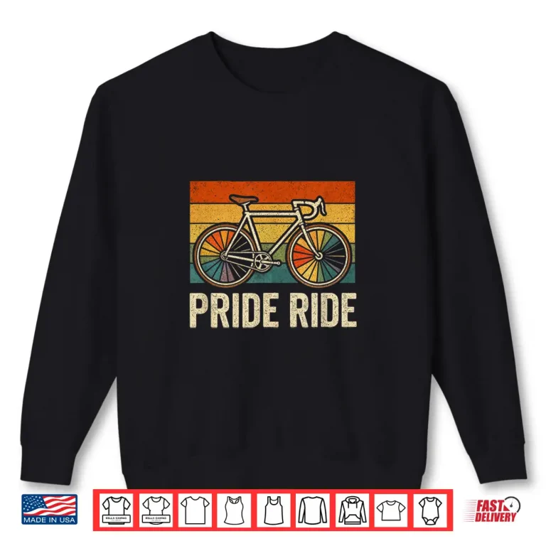 Sweatshirt Pride Cycling Retro Rainbow Bike LGBTQ Rider Gift Shirt