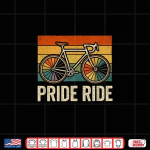 Design Pride Cycling Retro Rainbow Bike LGBTQ Rider Gift Shirt