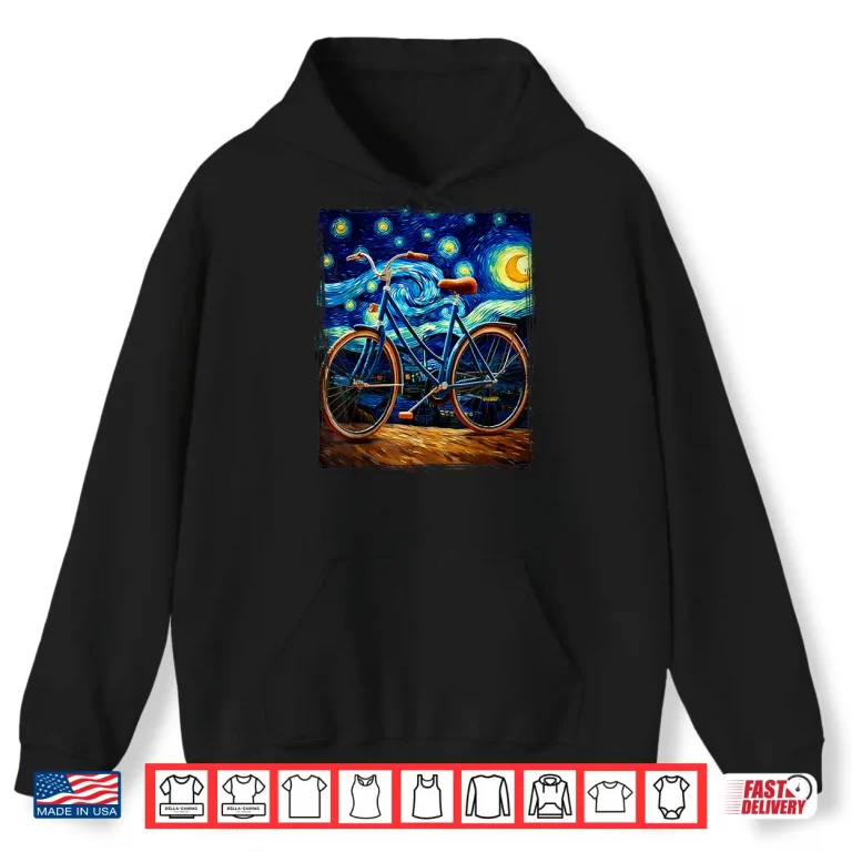 Hoodie Road Bike Bicycle Cycling Van Gogh Artistic Bicycle Shirt
